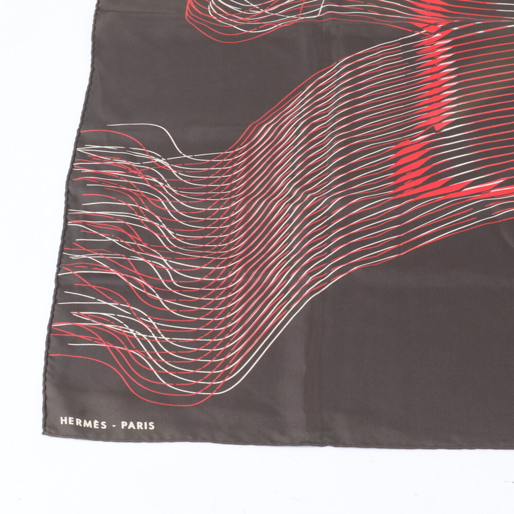 HERMES Brown Silk Scarf - Picture 4 of 9